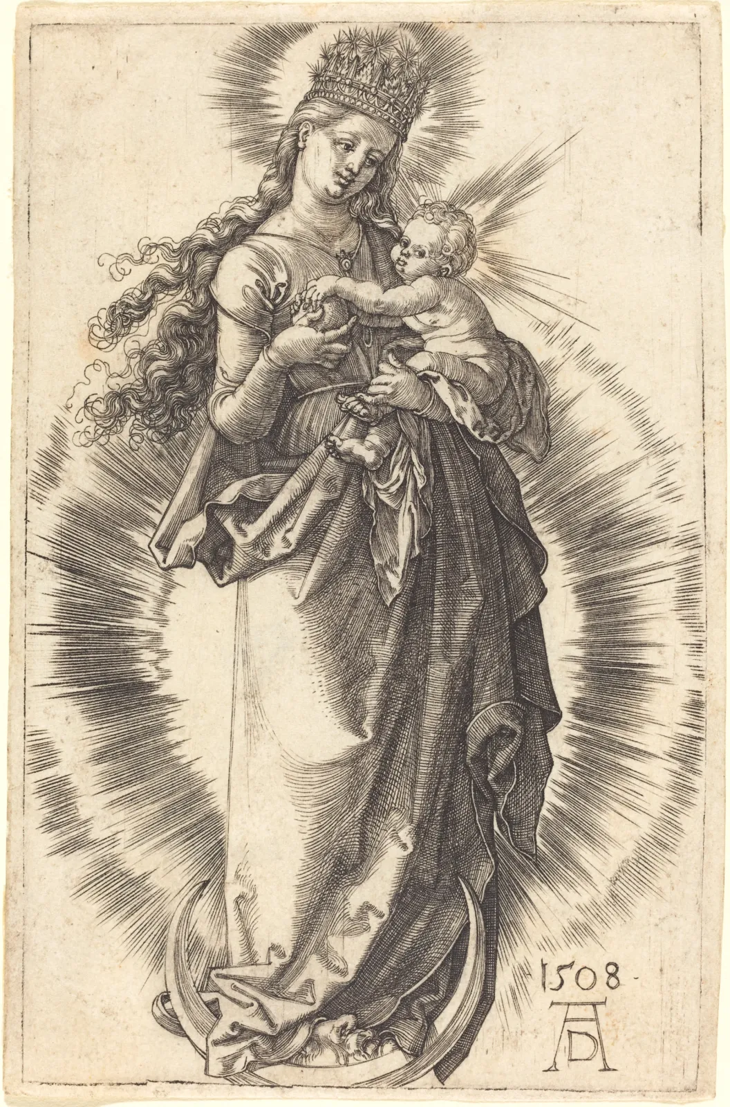 Vierge sur un croissant de Lune avec une couronne étoilée, Albrecht Dürer