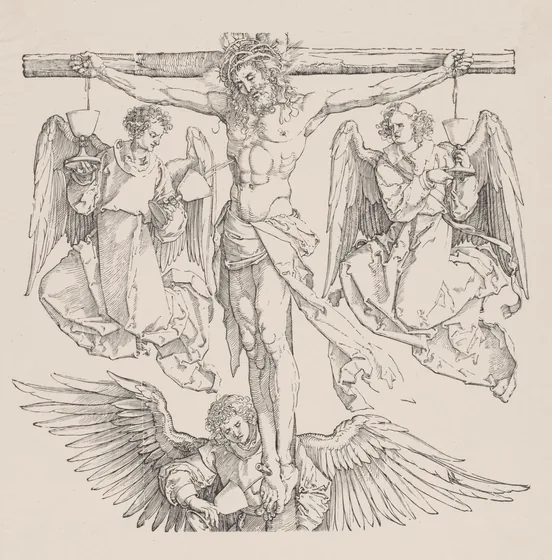 Christ sur la Croix avec trois anges