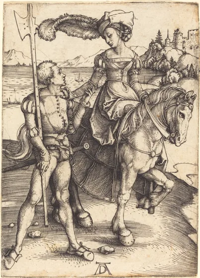 Demoiselle à cheval et lansquenet