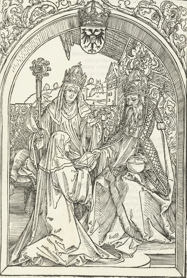 Estampa para la editio princeps de Roswitha