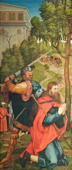 Heller-Altar, erster linker Flügel, Innenseite, Martyrium des Apostels Jakobus des Älteren