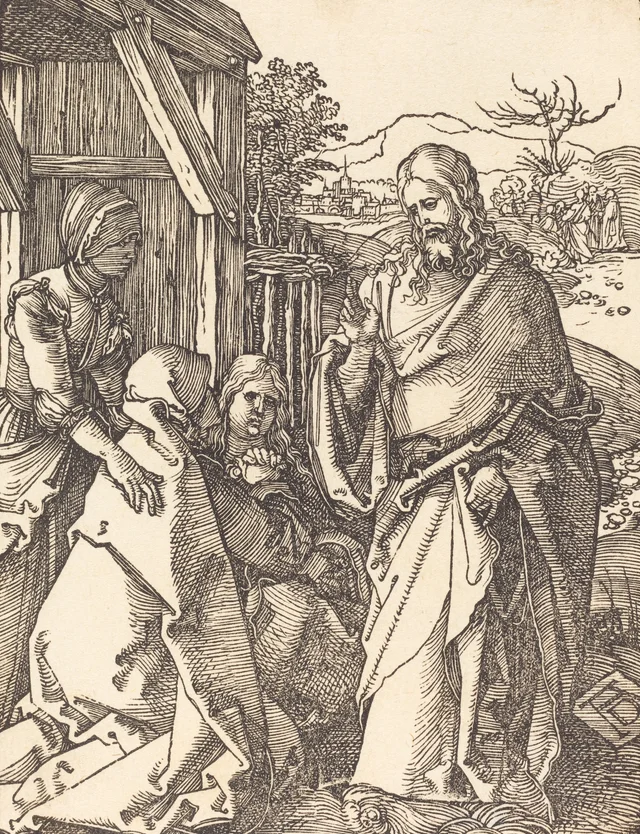 Jesús despidiéndose de su madre