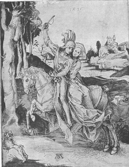 Jeune couple à cheval
