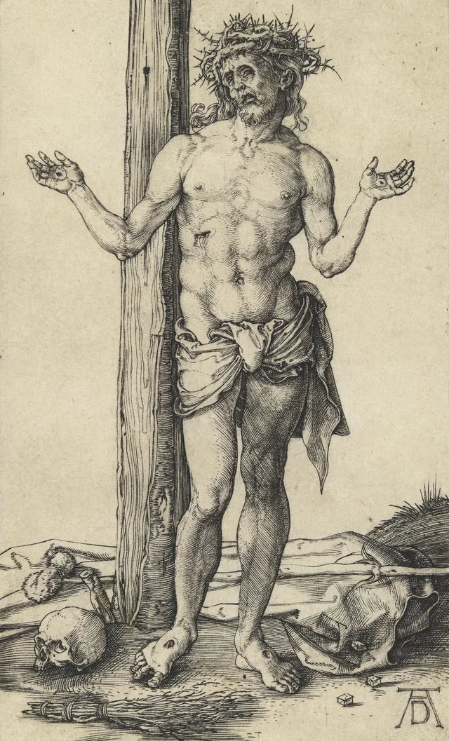 El Varón de Dolores con los brazos extendidos, Albrecht Dürer