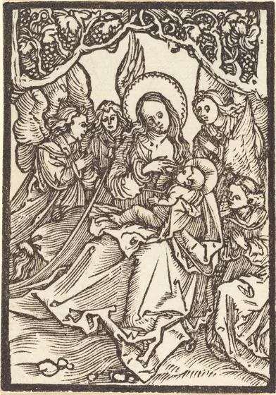 La Vierge allaitant l'Enfant Jésus avec quatre anges