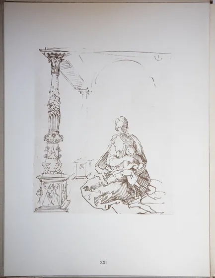 Madonna mit dem Kinde in angedeuteter Renaissance-Architektur