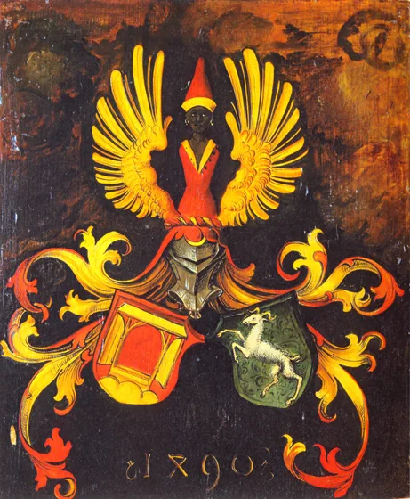 Armoiries d'alliance des familles Dürer et Holper (revers du portrait d'Albrecht Dürer l'Ancien)