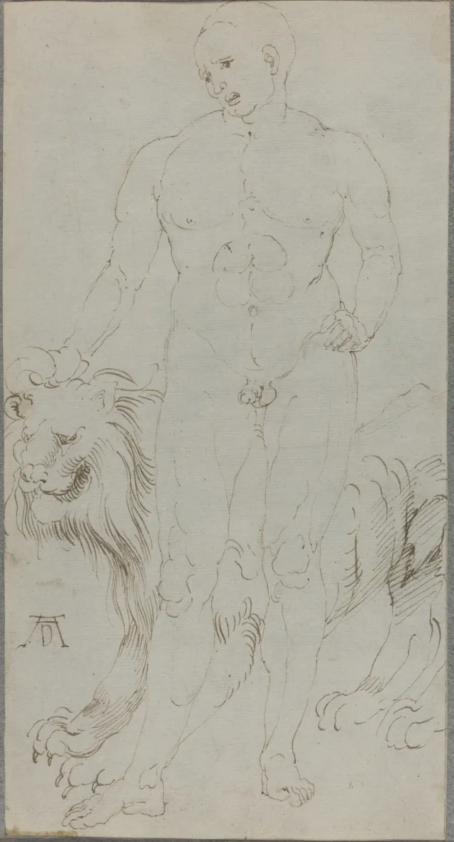 獅子と裸の男