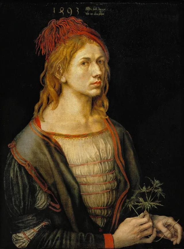 Retrato del artista con un cardo, Albrecht Dürer