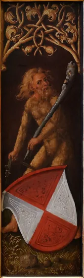 Portrait d'Oswolt Krel : homme sauvage aux armes d'Agathe von Esendorf