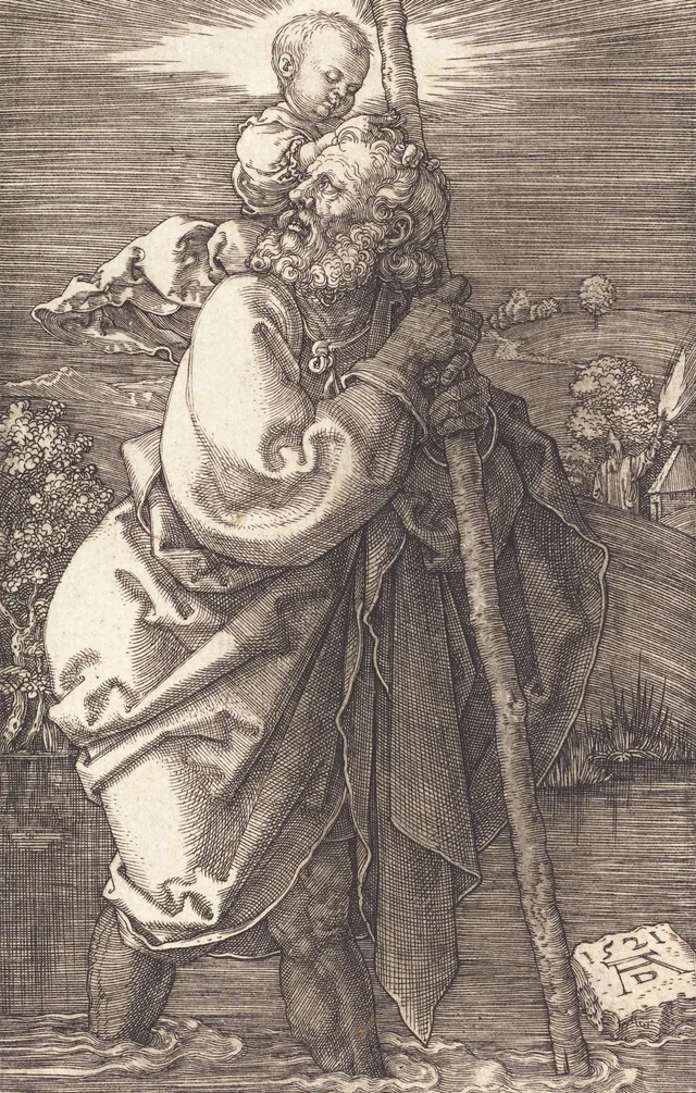 San Cristóbal con la cabeza vuelta hacia la izquierda, Albrecht Dürer