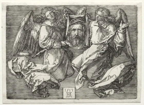 Suaire affiché par deux anges
