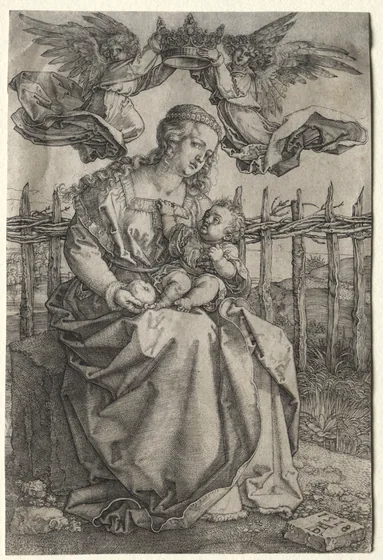 Vierge à l'Enfant couronnée par deux anges