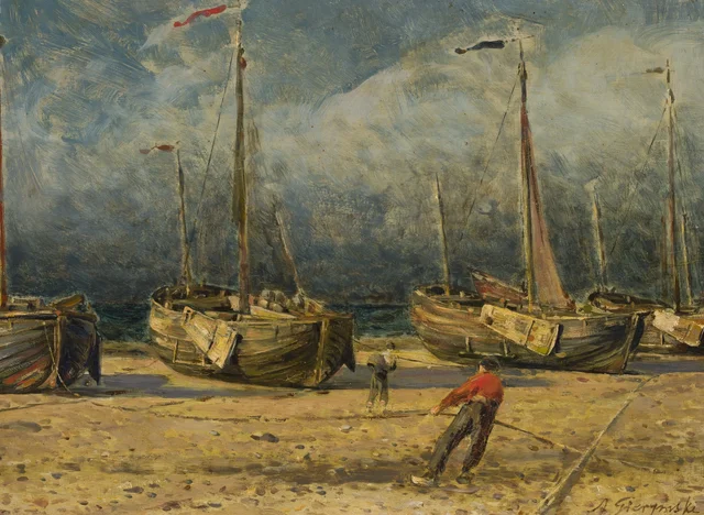 Barcas de pesca en la orilla