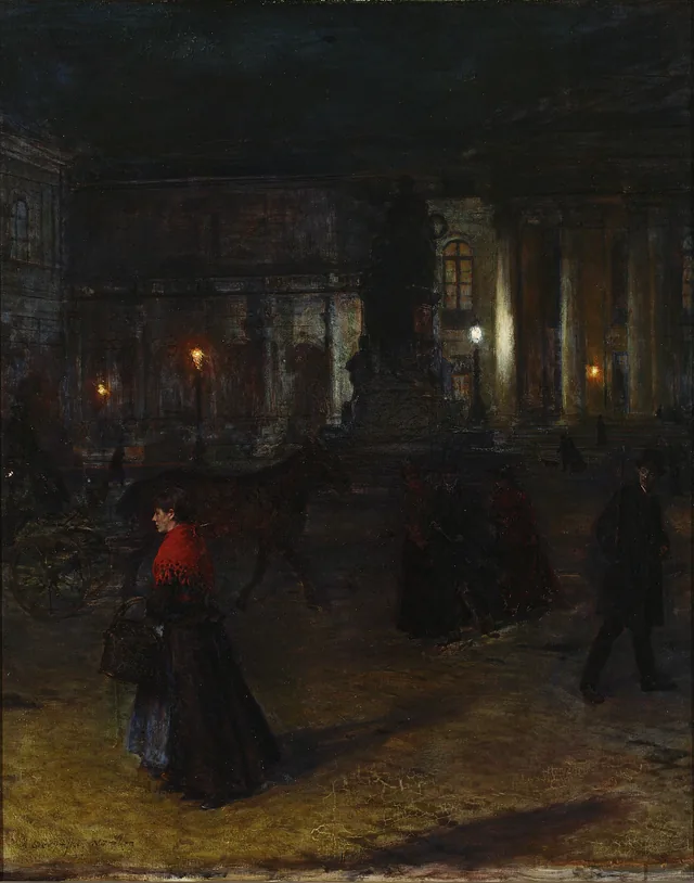 A Max-Joseph-Platz em Munique à noite, Aleksander Gierymski