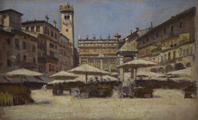 A Piazza delle Erbe em Verona, Aleksander Gierymski
