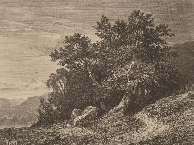 Árboles antiguos en una colina, Alexandre Calame