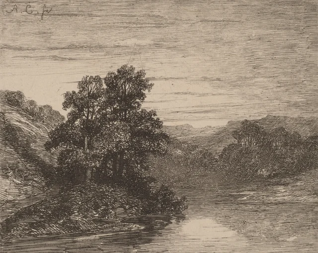 Árboles a orillas de un río, Alexandre Calame