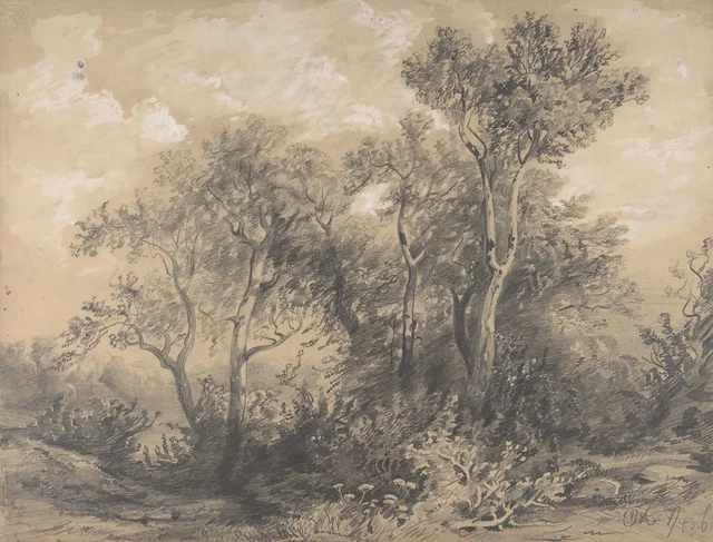 Árboles (recto); Soldados en un bosque (verso)