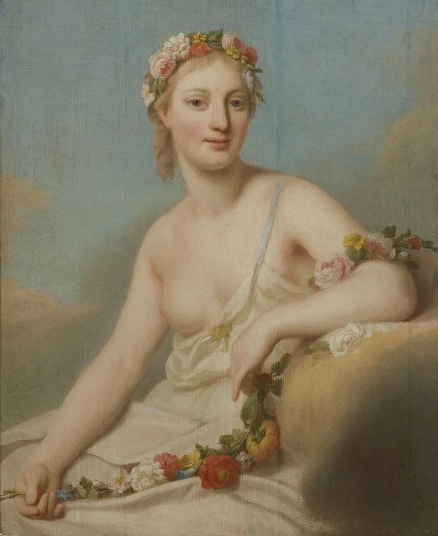 Flora sentada sobre una nube