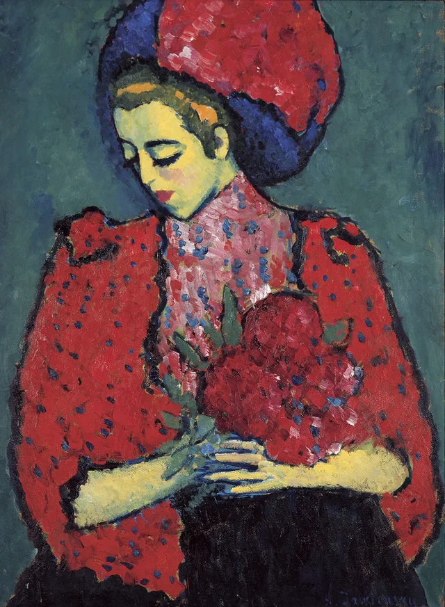 Jeune fille aux pivoines