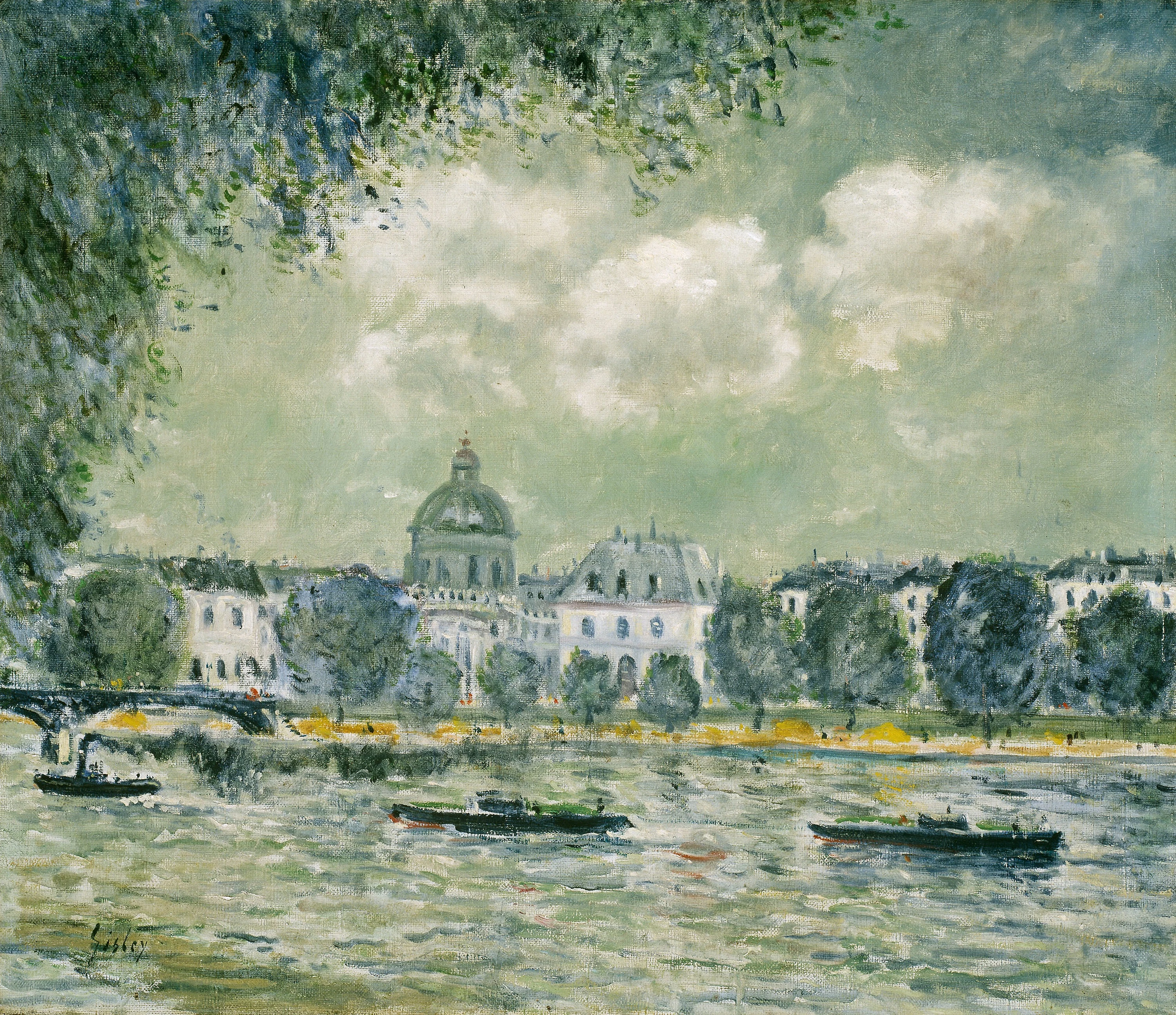 Paysage le long de la Seine avec l'Institut de France et le Pont des Arts, Alfred Sisley