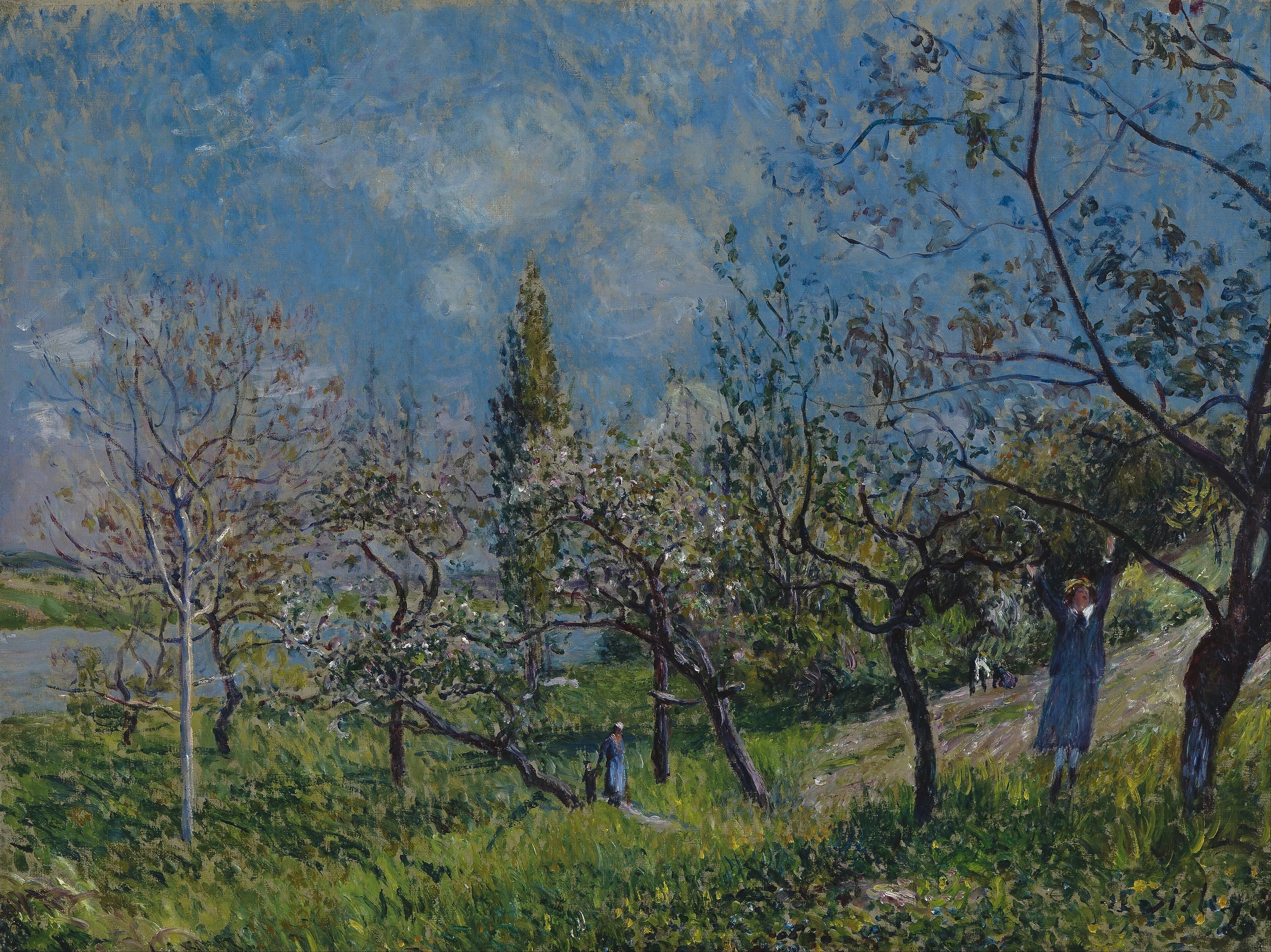 Un verger au printemps, By, Alfred Sisley