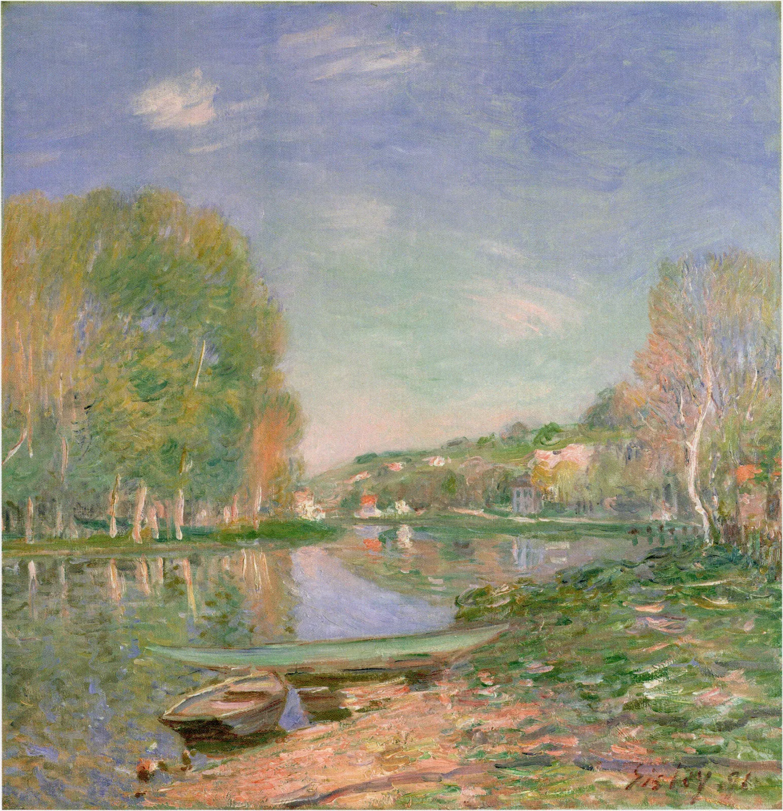 Banks of the Loing River, Morning, Alfred Sisley
