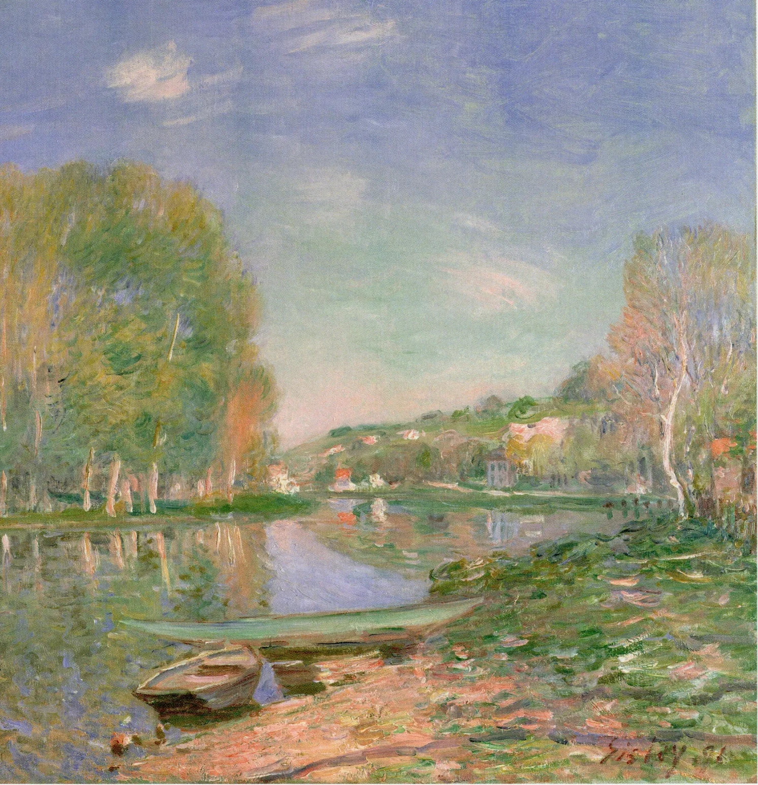 Banks of the Loing River, Morning, Alfred Sisley