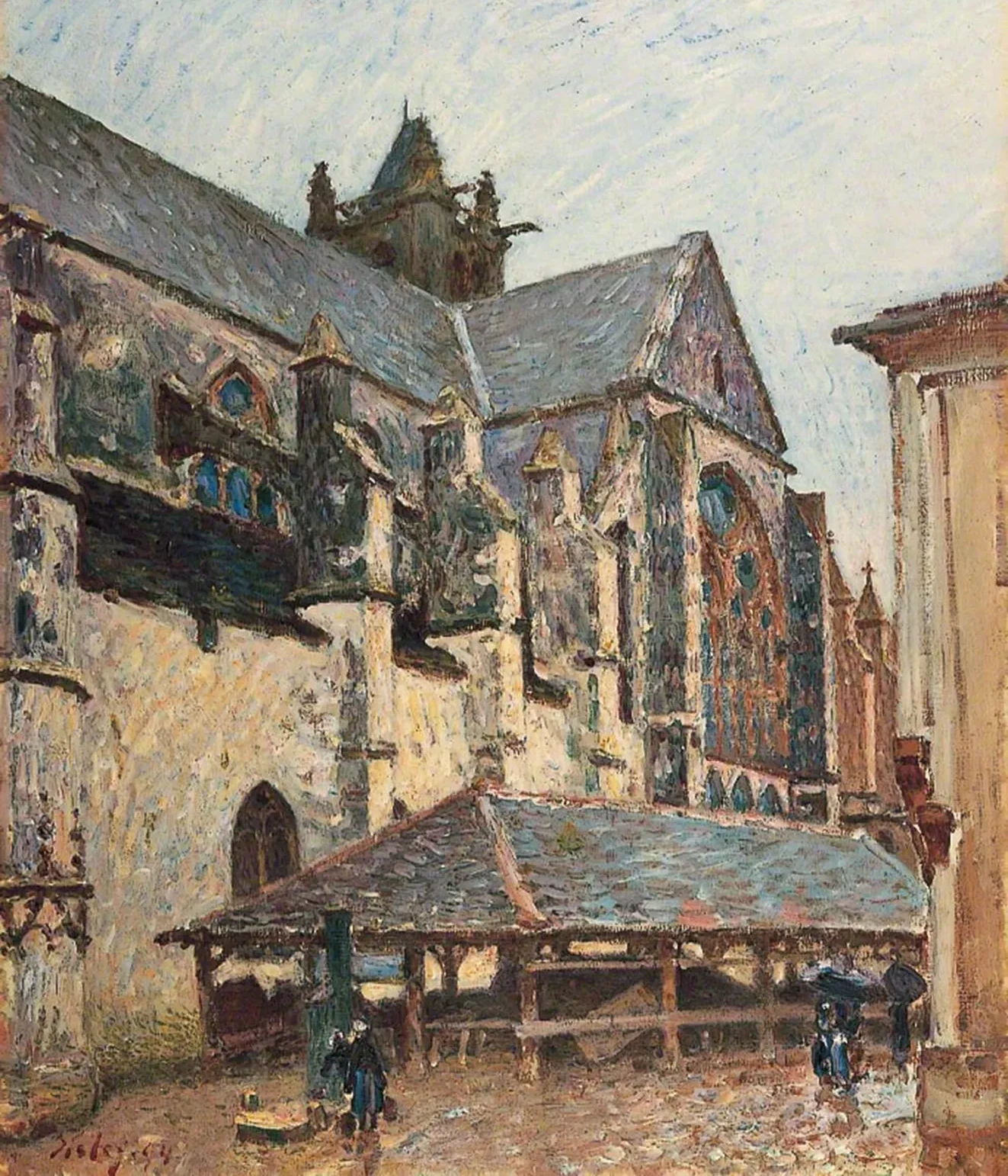 L'Église de Moret sous la pluie, côté transept, Alfred Sisley