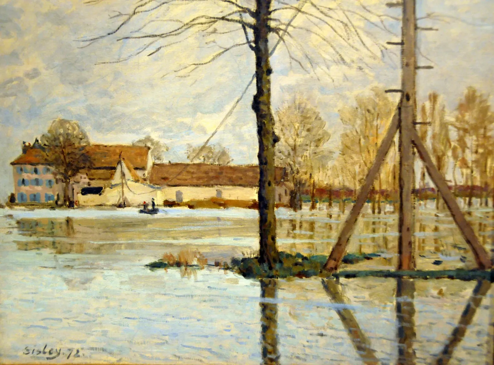 Le Bac de l'île de la Loge, inondation, Alfred Sisley