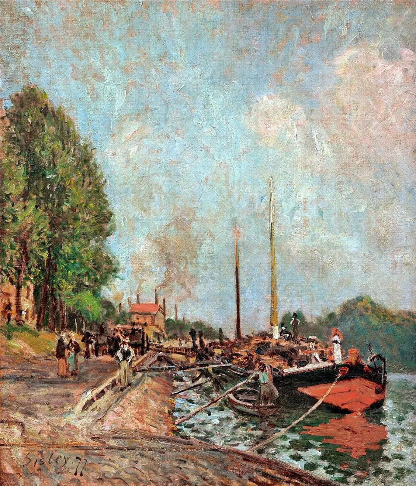 Le déchargement des péniches à Billancourt, Alfred Sisley