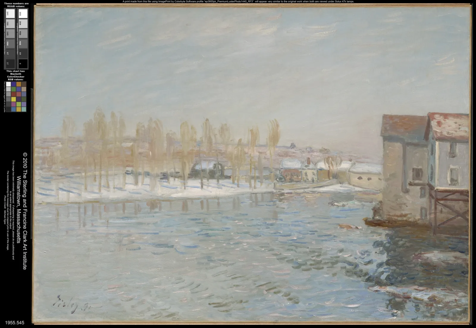 Le Loing et le moulin de Moret, effet de neige, Alfred Sisley