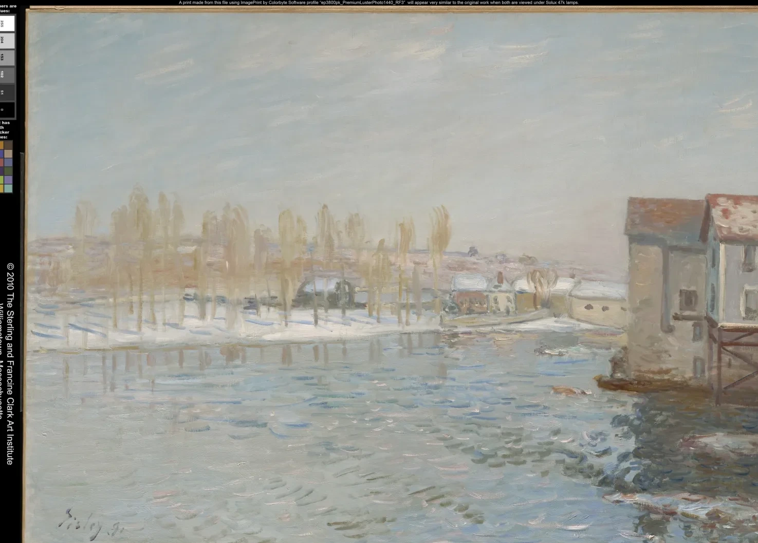 Le Loing et le moulin de Moret, effet de neige, Alfred Sisley