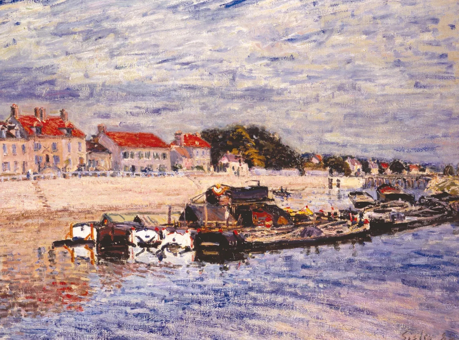 Péniches sur le Loing à Saint-Mammès, Alfred Sisley