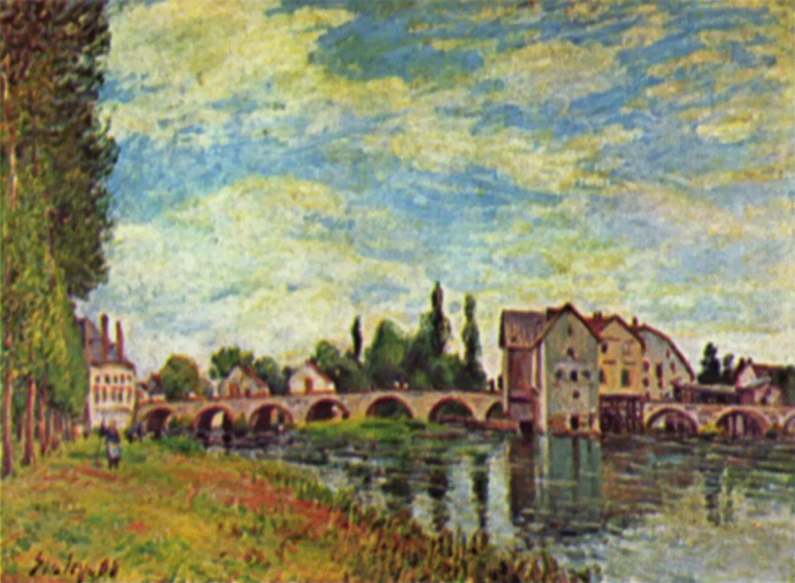 Pont et Moulin de Moret en été, Alfred Sisley