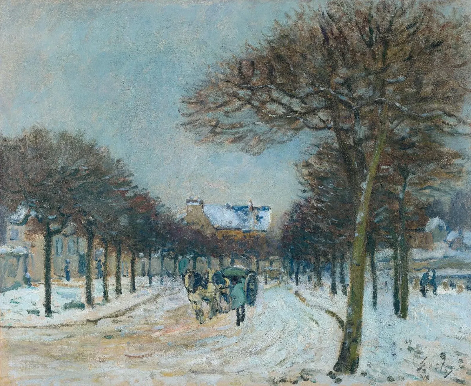 Route contournant l’Abreuvoir de Marly-le-Roi, temps de neige, Alfred Sisley