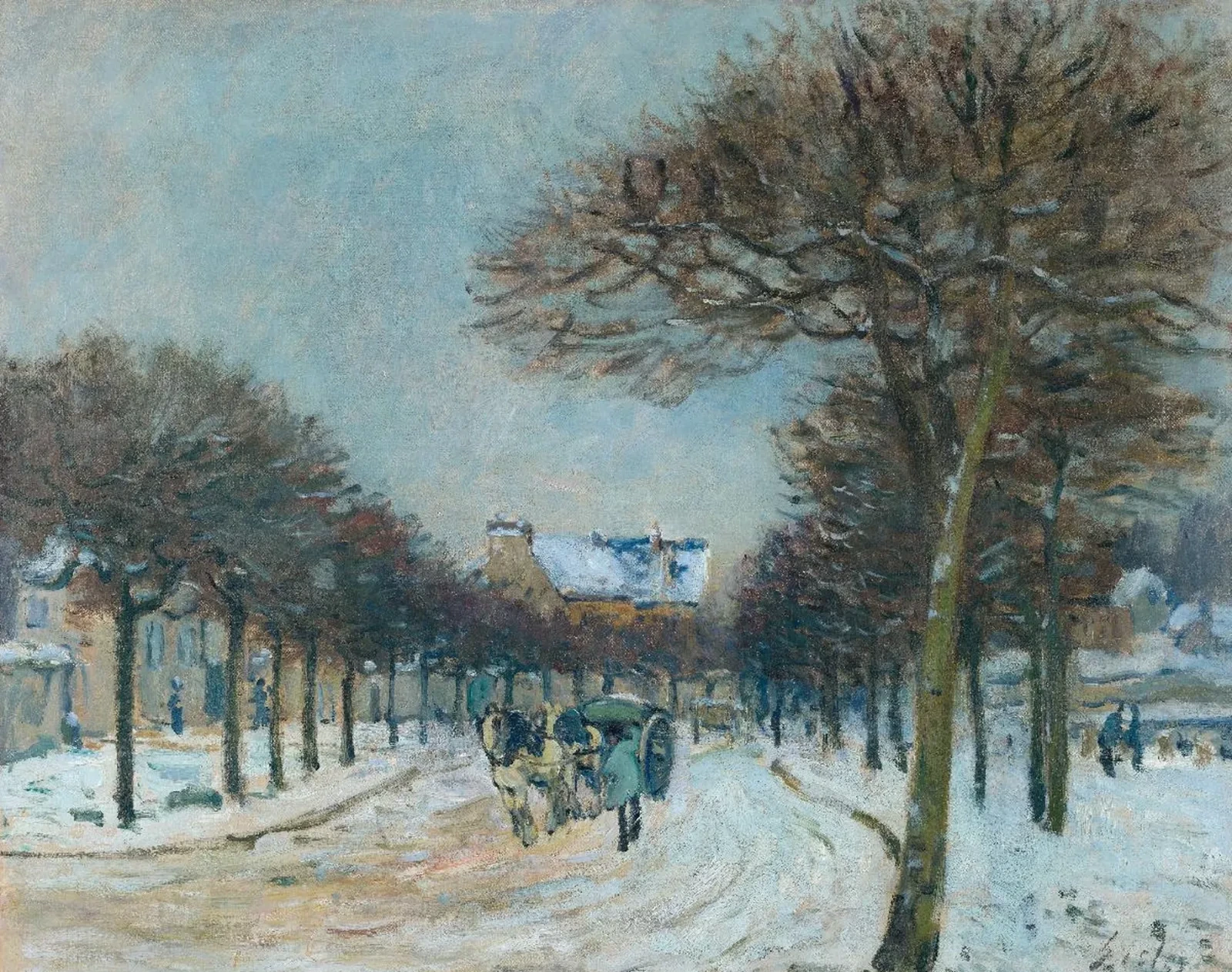 Route contournant l’Abreuvoir de Marly-le-Roi, temps de neige, Alfred Sisley