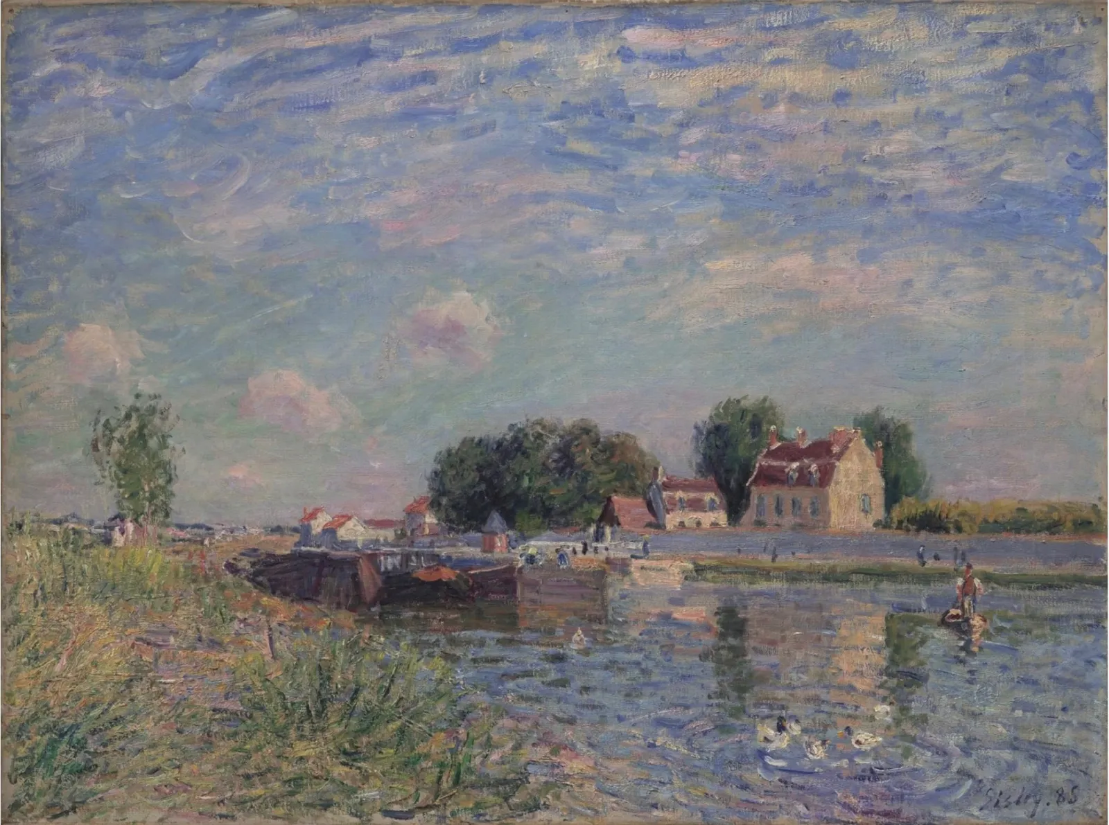 Saint-Mammès, canards sur le canal, Alfred Sisley