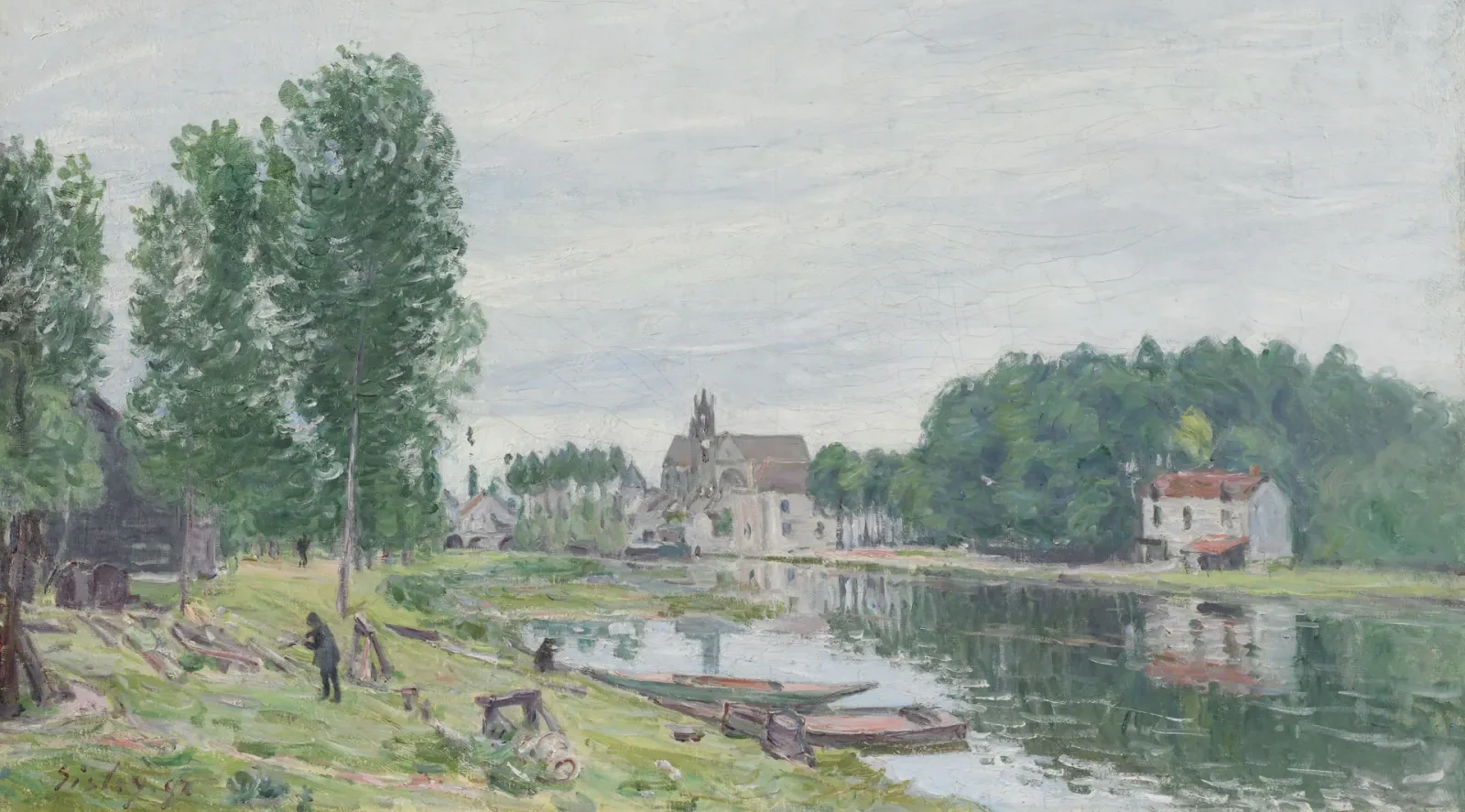 The Matrat Boatyard, Moret-Sur-Loing, Rainy Weather, Alfred Sisley