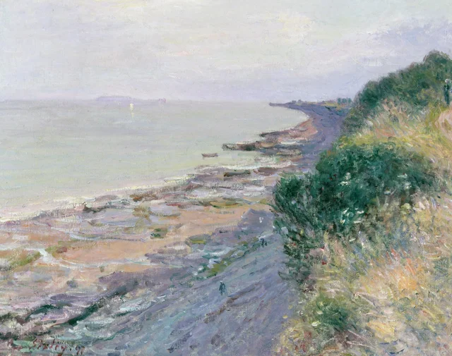 Falésias em Penarth, entardecer, maré baixa, Alfred Sisley
