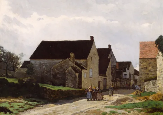 Femmes allant au bois, paysage