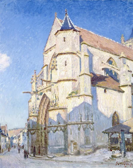 L'Église de Moret, le soir