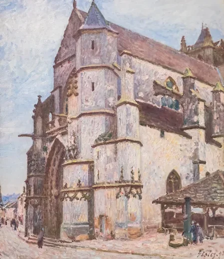 L'Église de Moret, temps pluvieux le matin