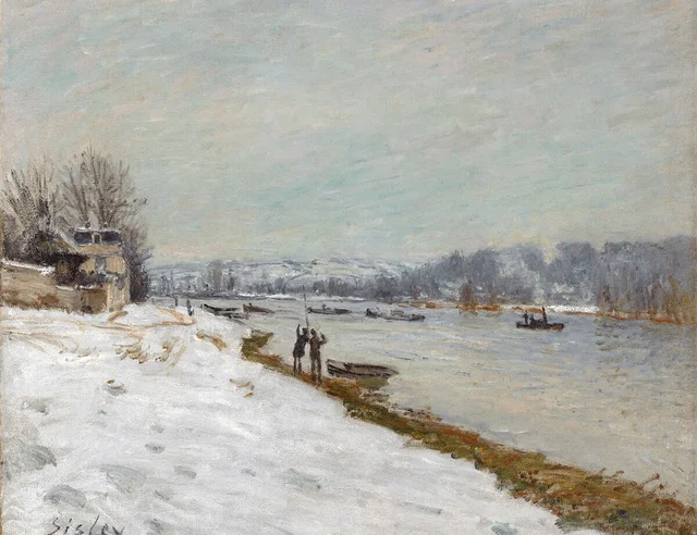1879年のビヤンクールの河岸、雪