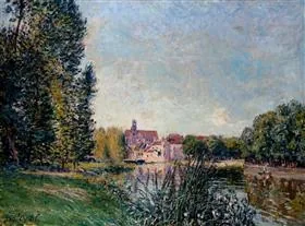 Le Loing et l'Église de Moret-sur-Loing
