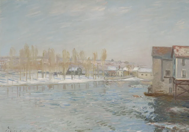 El Loing y el molino de Moret, efecto de nieve