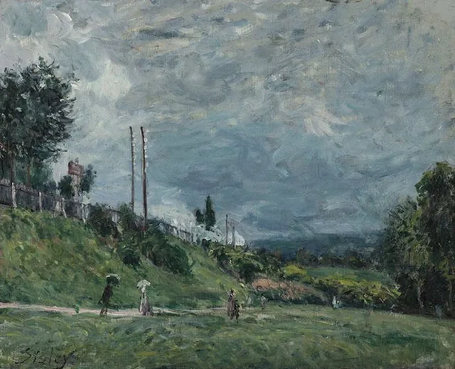 El terraplén del ferrocarril en Sèvres, Alfred Sisley