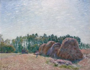 Les Meules de paille à Moret - effet du matin