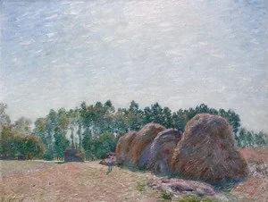 Les Meules de paille à Moret - effet du matin